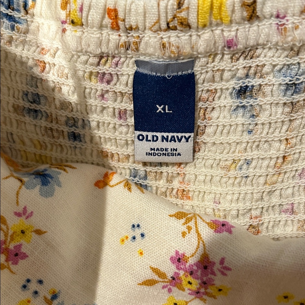 Old Navy Floral Spaghetti Strap Dress - Cream, Yellow, Blue - Picture 4 of 4
